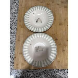 VTG Pfaltzgraff Portfolio Naturewood Large Rim 9.75” Pasta Soup Bowl Set Of 2 *